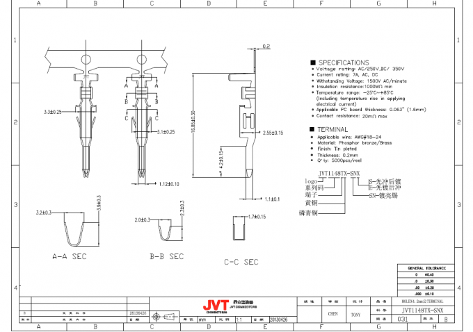 Der Draht-Verbindungsstück-6 Draht V-0 JVT 2.0mm Pole-Nylon-66 zum Leiterplatten-Verbinder-Gebrauch