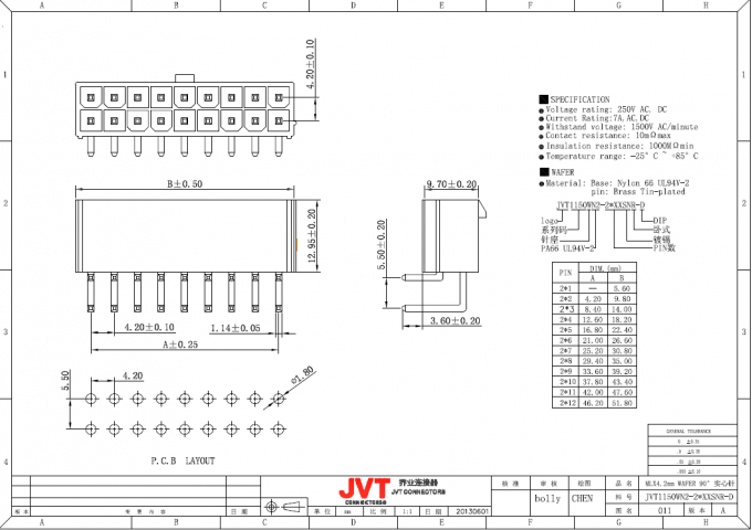 Äquivalent von Molex 4.2mm, verzinntes rechtwinkliges, BAD Oblaten-Verbindungsstück, Draht zu verschalen