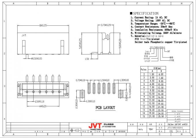 Neigungs-Verbindungsstück-vertikale/horizontale einzelne Reihe SMT-Reibungs-Verschluss Pin-Titel-1.50mm