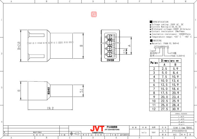Neigungs-Start-Ziel-Sieg-Verbindungsstück-Mann JVT 2.5mm und weibliche fügende Wohnung und Anschluss